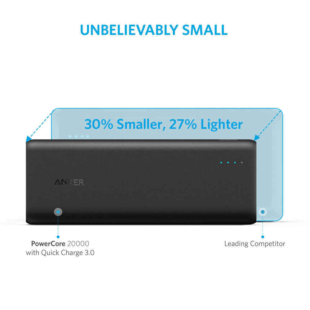 Anker PowerCore 20000mAh Power Bank Dual USB Portable Charger Battery Pack