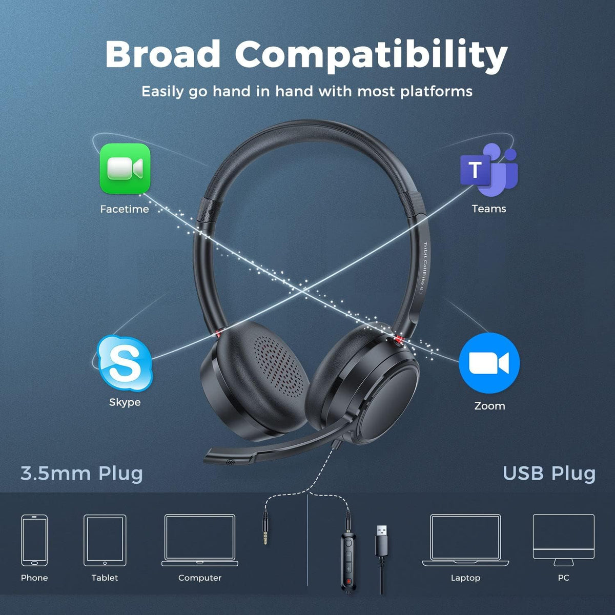 Tribit USB Headset with Microphone , CallElite83