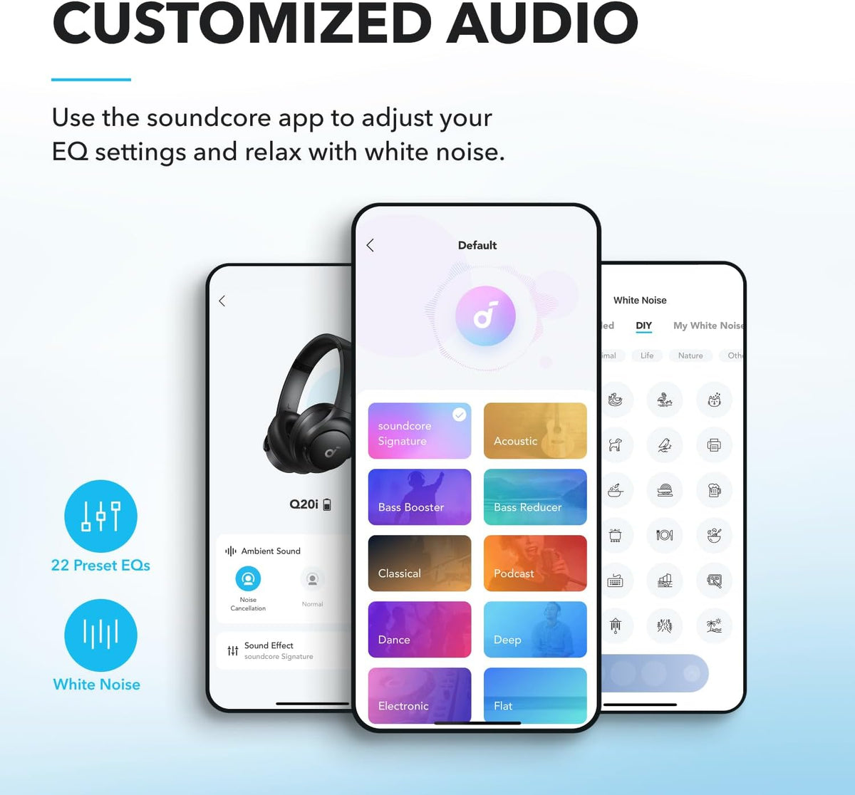 soundcore by Anker Q20i Hybrid Active Noise Cancelling Headphones, Wireless Over-Ear Bluetooth, 40H Long ANC Playtime, Hi-Res Audio, Big Bass, Customize via an App, Transparency Mode, Ideal for Travel