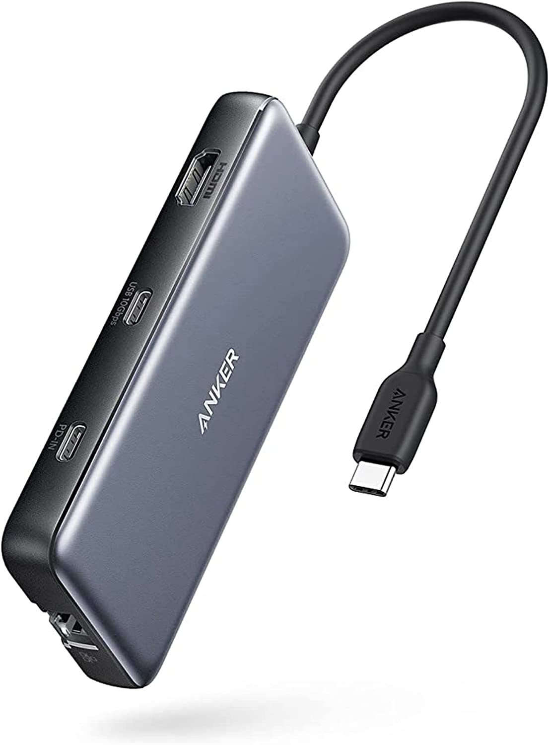 Anker 555 USB-C Hub (8-in-1), with 100W Power Delivery, 4K 60Hz HDMI Port, 10Gbps USB C and 2 USB A Data Ports, Ethernet Port, microSD and SD Card Reader, for MacBook Pro and More