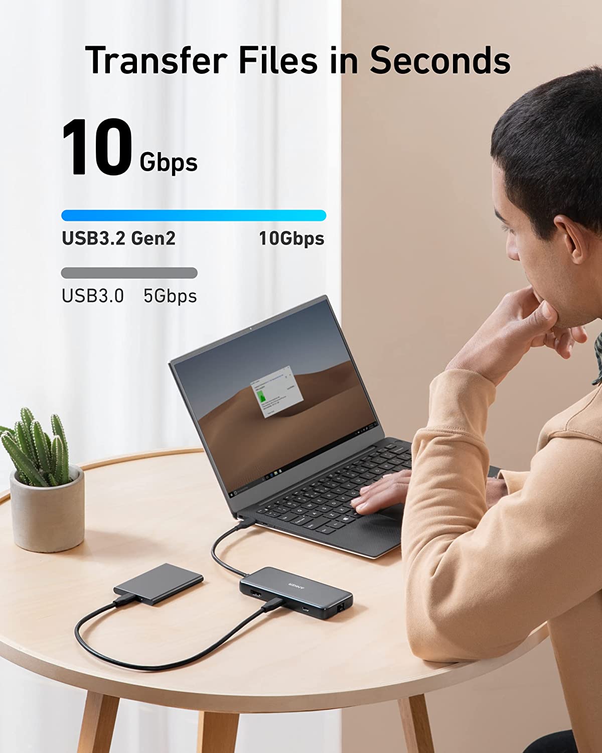 Anker 555 USB-C Hub (8-in-1), with 100W Power Delivery, 4K 60Hz HDMI Port, 10Gbps USB C and 2 USB A Data Ports, Ethernet Port, microSD and SD Card Reader, for MacBook Pro and More